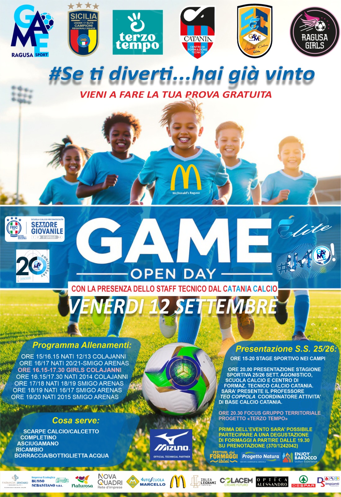 GAME OPEN DAY! Venerdi 12 Settembre Se ti diverti hai già Vinto!